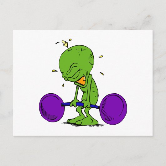 Alien Weight Lifter Briefkaart (Voorkant)