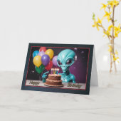 Alien wenst de verjaardag van Boy's Kaart (Gele Bloem)