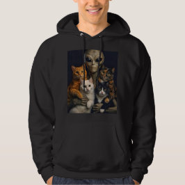 Alien with Cats Renaissance Art Oil Painting Hoodie