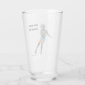 Alien Woman Roller Skater Fantasy Art Glass Cup Glas (Achterkant)
