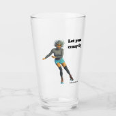 Alien Woman Roller Skater Fantasy Art Glass Cup Glas (Voorkant)