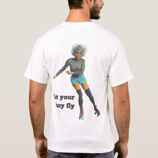 Alien Woman Roller Skater Fantasy Art Shirt (Achterkant)