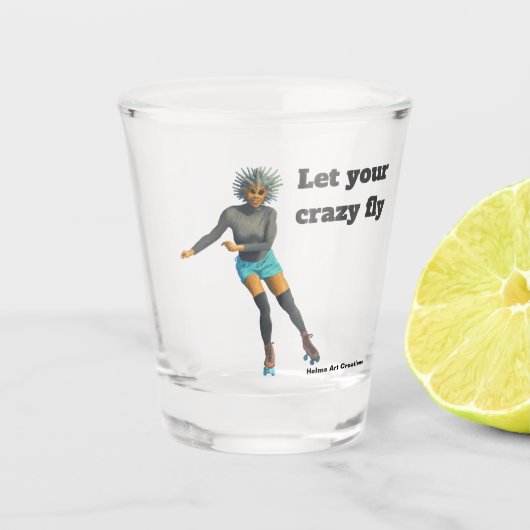 Alien Woman Roller Skater Fantasy Art Shot Glass Glas (Voorkant)