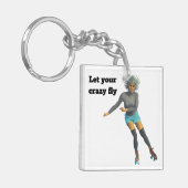 Alien Woman Roller Skater Fantasy Art Sleutelhange Sleutelhanger (Voorkant Links)