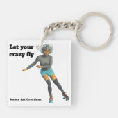 Alien Woman Roller Skater Fantasy Art Sleutelhange Sleutelhanger (Achterkant)