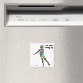 Alien Woman Roller Skater Fantasy Button Magnet (Insitu (Vaatwasser))