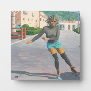 Alien Woman Roller Skater Fantasy Kunstfoto Plaque Fotoplaat