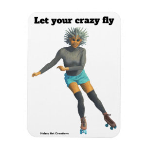 Alien Woman Roller Skater Fantasy Kunstmagneet Magneet