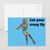 Alien Woman Rolschaatsen Fantasy Art Briefkaart (Voorkant / Achterkant)