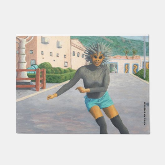 Alien Woman Rolschaatsen Fantasy Art Deur Mat (Voorkant)
