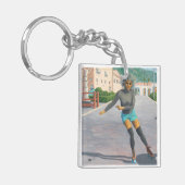 Alien Woman Rolschaatsen Fantasy Art Sleutelhanger (Voorkant Links)