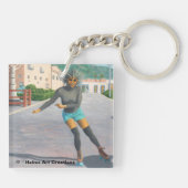 Alien Woman Rolschaatsen Fantasy Art Sleutelhanger (Achterkant)