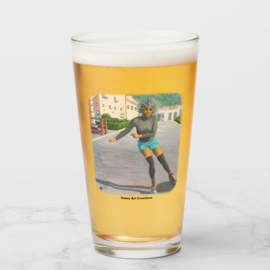 Alien Woman Rolschaatsen Fantasy Drink Glas (Voorkant gevuld)