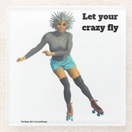 Alien Woman Rolschaatsen Fantasy Glass Onderzetter