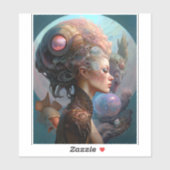 Alien Woman Surreal Science Fiction Art Sticker (Vel)