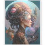 Alien Woman Surreal Science Fiction Art Sticker<br><div class="desc">Fantasy art producten van The Lunarium.</div>