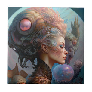 Alien Woman Surreal Science Fiction Art Tegeltje