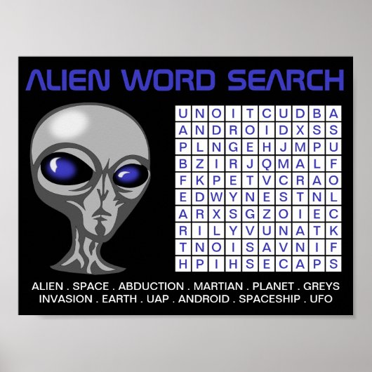 Alien Word Search Party Game Downloaden Poster (Voorkant)