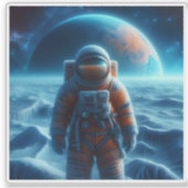 Alien World Explorer onder een verre planeet Sticker (Voorkant)