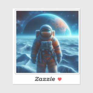 Alien World Explorer onder een verre planeet Sticker