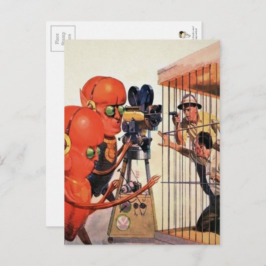 Alien Zoo Sci-Fi-ontwerp Briefkaart (Voorkant / Achterkant)