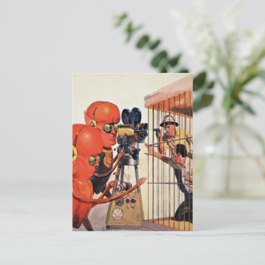 Alien Zoo Sci-Fi-ontwerp Briefkaart (Staand voorkant)