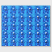 Alienblauw "skull wrappapier" cadeaupapier (Vlak)