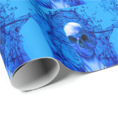 Alienblauw "skull wrappapier" cadeaupapier (Rol Hoek)