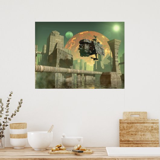 Aliengroene wereld poster (Keuken)