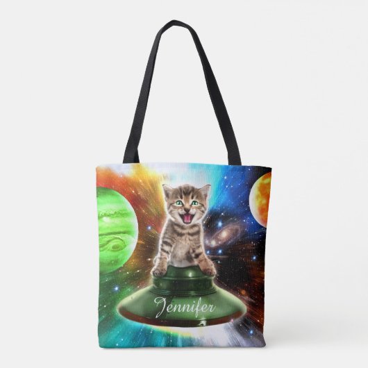 Alienkat in de oufsauer tote bag (Achterkant)
