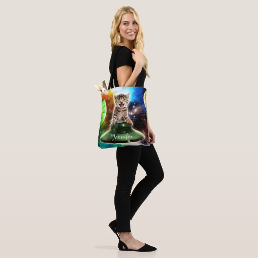 Alienkat in de oufsauer tote bag (Op model)