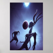 Alienmonster speelt basketbal | AI Art Poster (Voorkant)