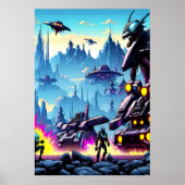 Alienplaneet, buitenaardse oorlogsmachine | AI Art Poster (Voorkant)