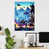 Alienplaneet, buitenaardse oorlogsmachine | AI Art Poster (Thuiskantoor)
