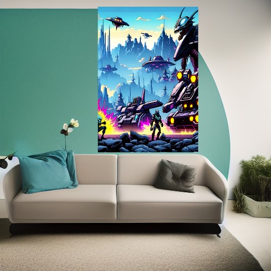 Alienplaneet, buitenaardse oorlogsmachine | AI Art Poster