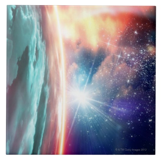 Alienplaneet, computerkunstwerk. tegeltje (Voorkant)