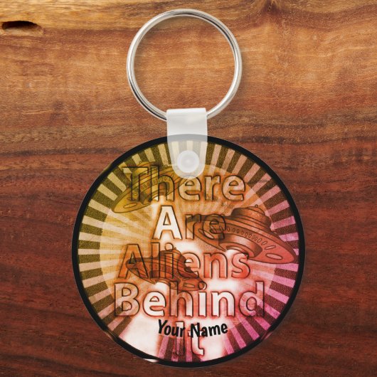 Aliens achter It aangepaste naam sleutelhanger (Voorkant)