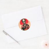 Aliens and Dawn in Japan Ronde Sticker (Envelop)