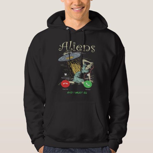 Aliens Are Calling Alien Alien Alien UFO Kids Hoodie (Voorkant)