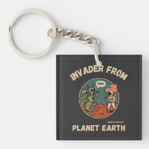 Aliens & Astronaut in de ruimte Grappig Ontwerp Sleutelhanger