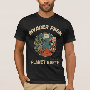 Aliens & Astronaut in de ruimte Grappig Ontwerp T-shirt