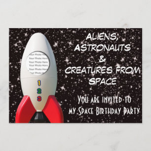 Aliens & Astronaut Space Birthday Uitnodiging