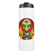 Aliens brandweerman aan thermosbeker (Voorkant)