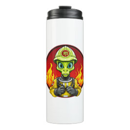 Aliens brandweerman aan thermosbeker