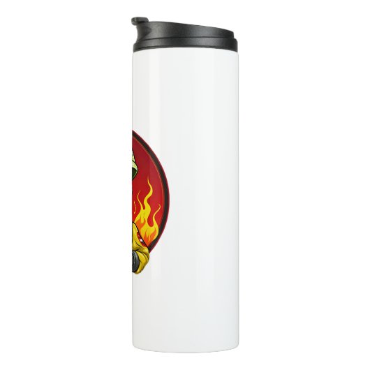 Aliens brandweerman aan thermosbeker (Geroteerd rechts)