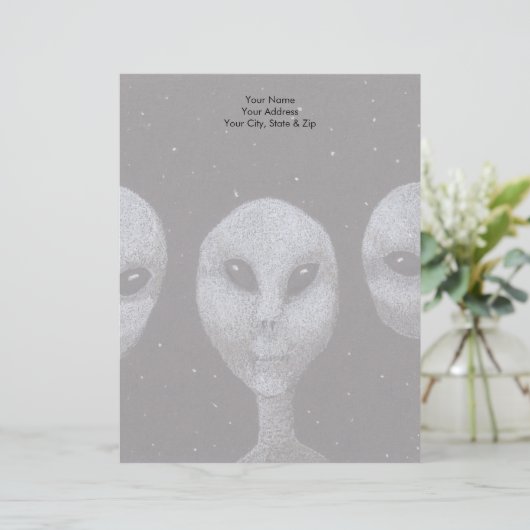 Aliens Briefhoofd Sjabloon (Staand voorkant)