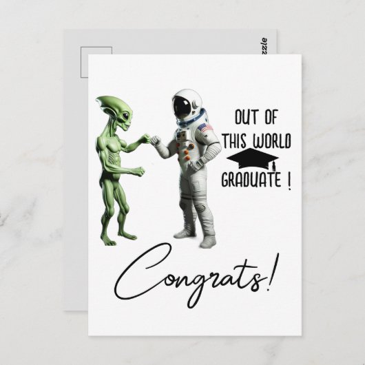 Aliens Bumping Fists Uit de wereld Afstuderen Briefkaart (Voorkant / Achterkant)