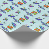 Aliens die saupers en ruimteschoppen vullen, papie cadeaupapier (Hoek)