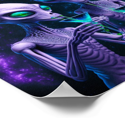 Aliens drink cocktails poster (Hoek)