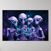 Aliens drink cocktails poster (Voorkant)